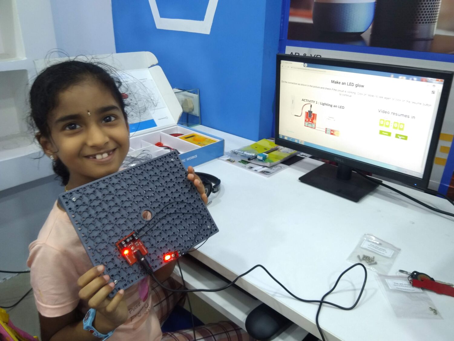 Children using robotic kits